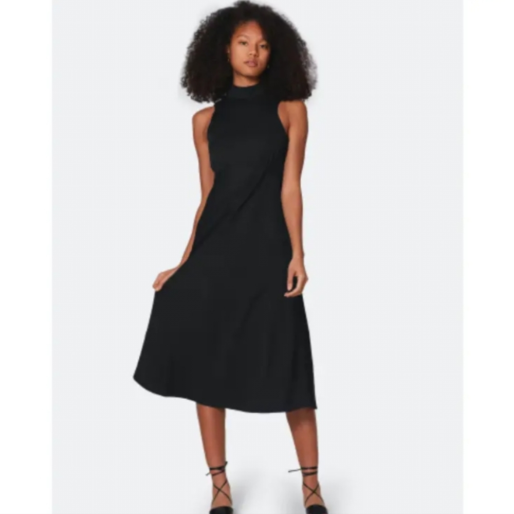 Most of All Coralie Black Dress Midi Satin